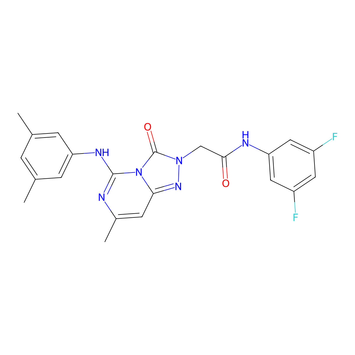 N-(3,5-difluorophenyl)-2-{5-[(3,5-dimethylphenyl)amino]-7-methyl-3-oxo-2H,3H-[1,2,4]triazolo[4,3-c]pyrimidin-2-yl}acetamide molecular structure, CAS 1251609-61-6