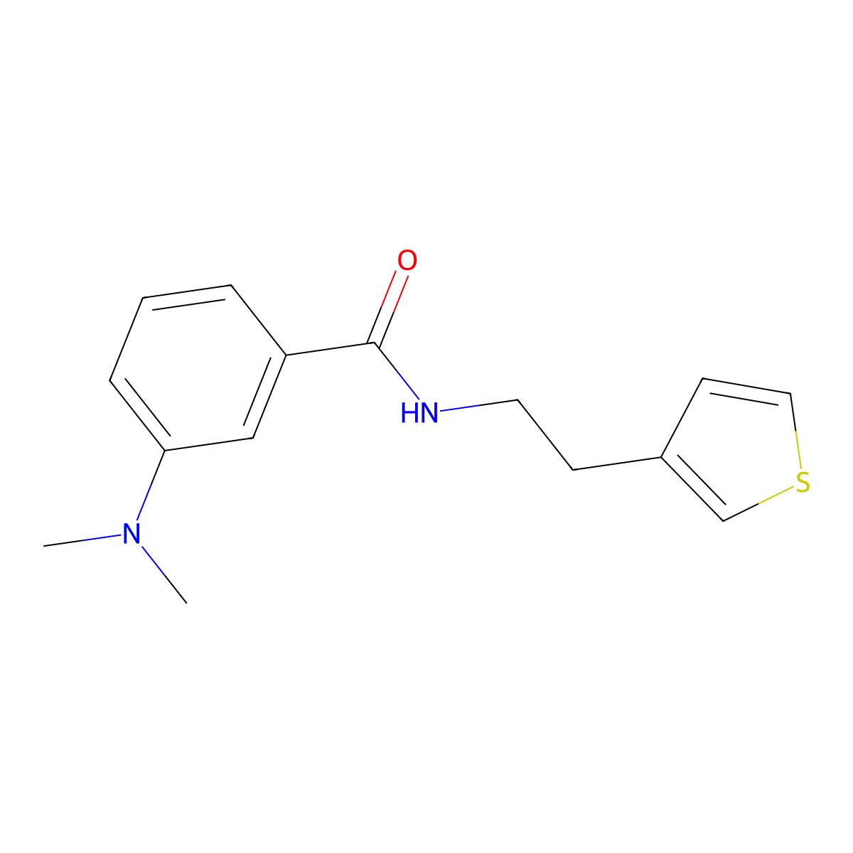 3-(dimethylamino)-N-[2-(thiophen-3-yl)ethyl]benzamide molecular structure, CAS 1251609-63-8