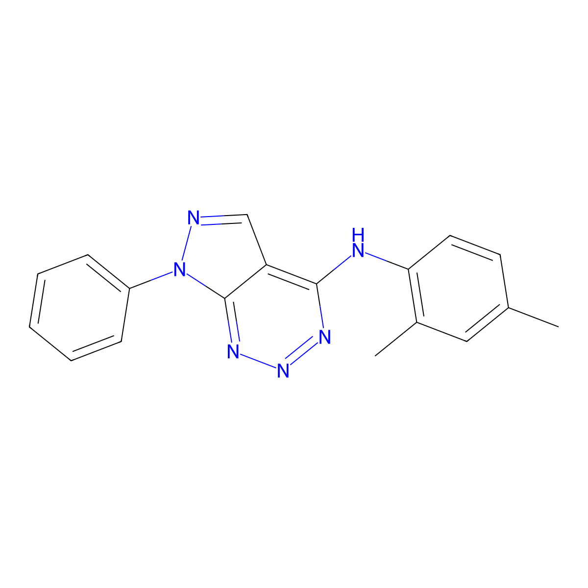 N-(2,4-dimethylphenyl)-7-phenyl-7H-pyrazolo[3,4-d][1,2,3]triazin-4-amine molecular structure, CAS 1251609-64-9