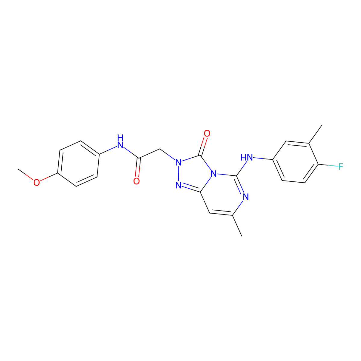 2-{5-[(4-fluoro-3-methylphenyl)amino]-7-methyl-3-oxo-2H,3H-[1,2,4]triazolo[4,3-c]pyrimidin-2-yl}-N-(4-methoxyphenyl)acetamide molecular structure, CAS 1251609-67-2