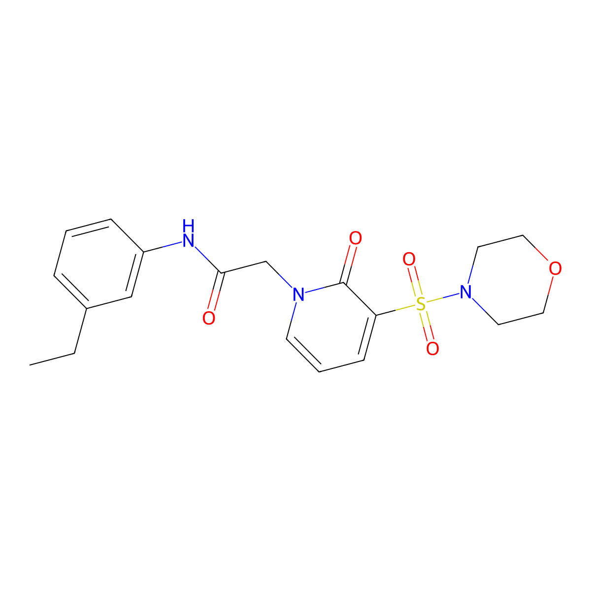 N-(3-ethylphenyl)-2-(3-(morpholinosulfonyl)-2-oxopyridin-1(2H)-yl)acetamide molecular structure, CAS 1251609-77-4