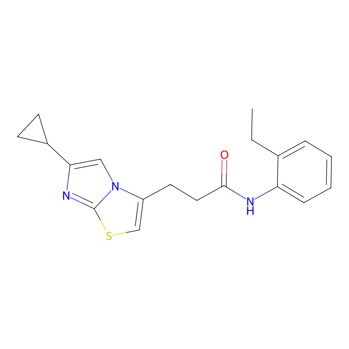3-(6-cyclopropylimidazo[2,1-b]thiazol-3-yl)-N-(2-ethylphenyl)propanamide molecular structure, CAS 1251609-90-1