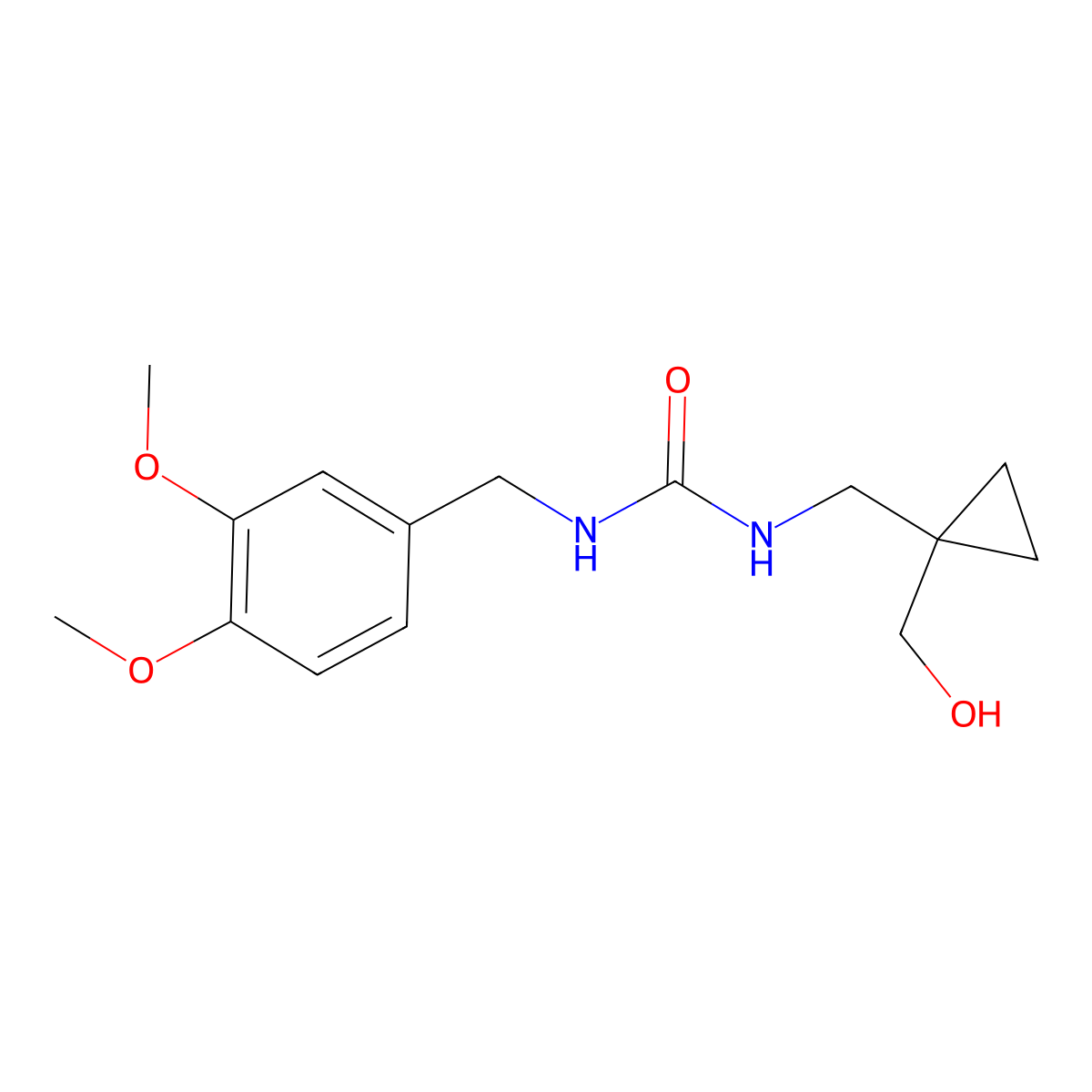 1-(3,4-Dimethoxybenzyl)-3-((1-(hydroxymethyl)cyclopropyl)methyl)urea molecular structure, CAS 1251609-93-4