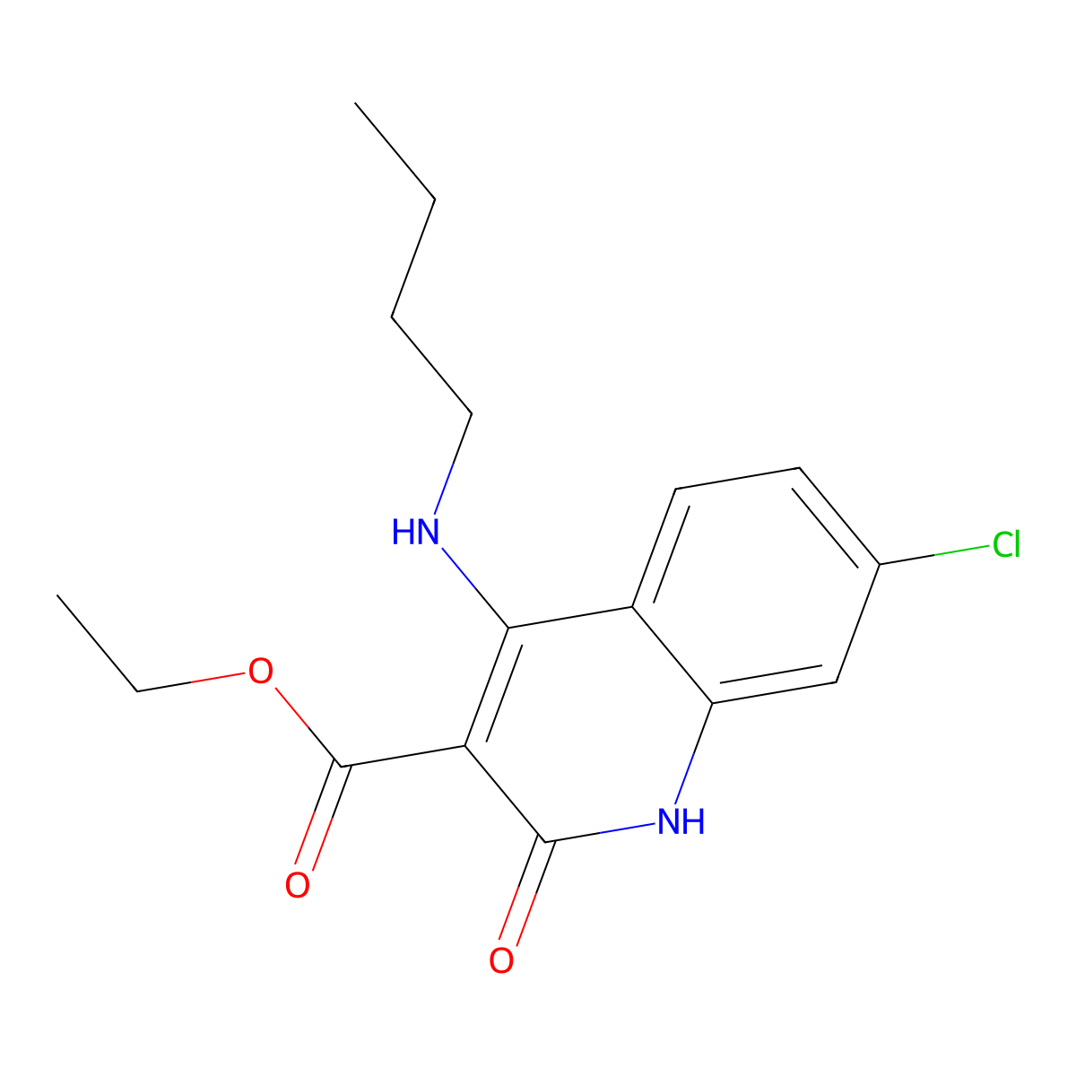 Ethyl 4-(butylamino)-7-chloro-2-oxo-1,2-dihydroquinoline-3-carboxylate molecular structure, CAS 1251609-95-6