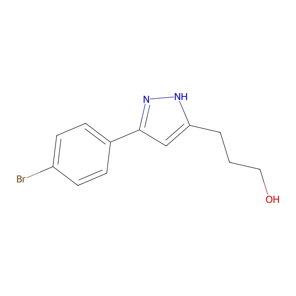 3-(3-(4-Bromophenyl)-1H-pyrazol-5-yl)propan-1-ol molecular structure, CAS 125161-02-6