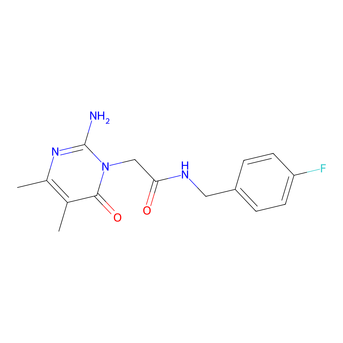 2-(2-amino-4,5-dimethyl-6-oxopyrimidin-1(6H)-yl)-N-(4-fluorobenzyl)acetamide molecular structure, CAS 1251610-00-0