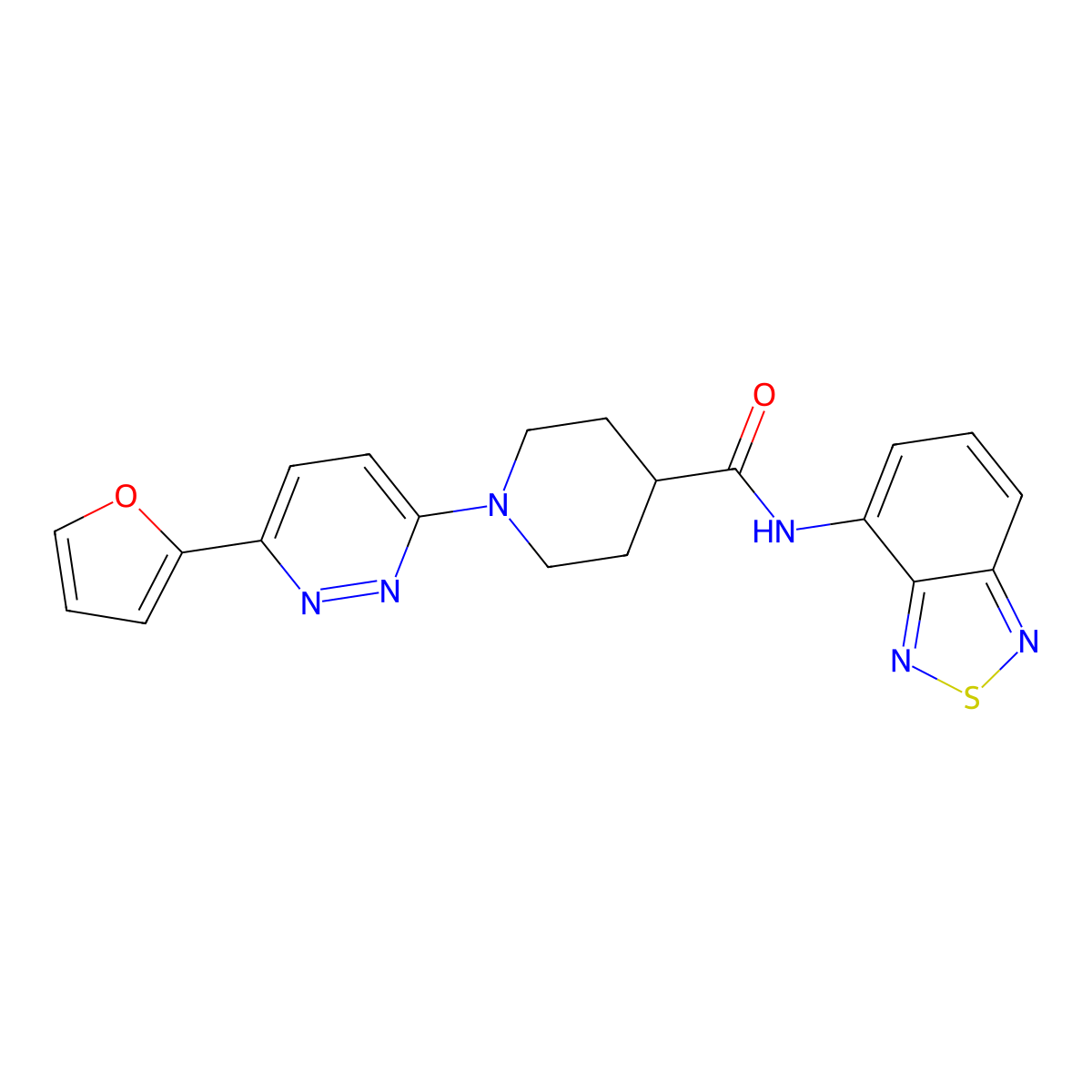 N-(2,1,3-benzothiadiazol-4-yl)-1-[6-(furan-2-yl)pyridazin-3-yl]piperidine-4-carboxamide molecular structure, CAS 1251610-06-6
