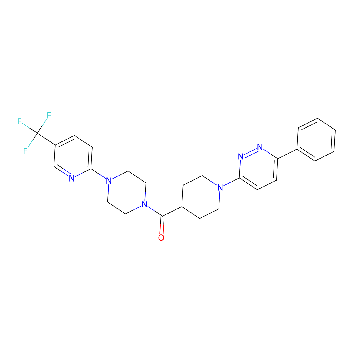(1-(6-Phenylpyridazin-3-yl)piperidin-4-yl)(4-(5-(trifluoromethyl)pyridin-2-yl)piperazin-1-yl)methanone molecular structure, CAS 1251610-12-4