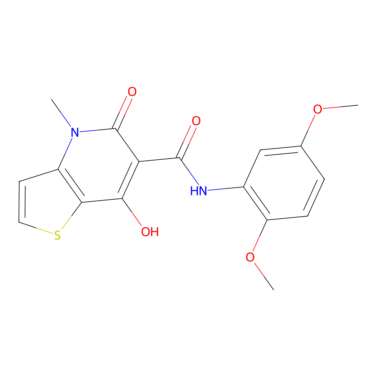 N-(2,5-dimethoxyphenyl)-7-hydroxy-4-methyl-5-oxo-4,5-dihydrothieno[3,2-b]pyridine-6-carboxamide molecular structure, CAS 1251610-13-5