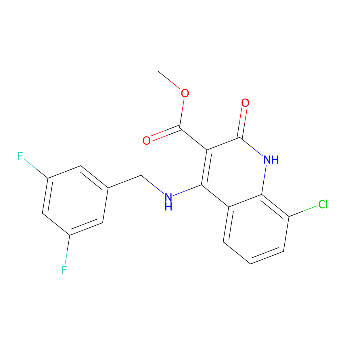Methyl 8-chloro-4-((3,5-difluorobenzyl)amino)-2-oxo-1,2-dihydroquinoline-3-carboxylate molecular structure, CAS 1251610-24-8