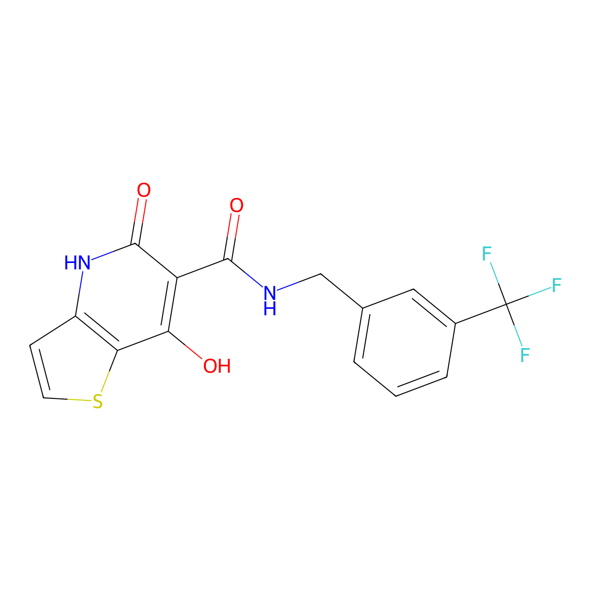 7-hydroxy-5-oxo-N-{[3-(trifluoromethyl)phenyl]methyl}-4H,5H-thieno[3,2-b]pyridine-6-carboxamide molecular structure, CAS 1251610-28-2