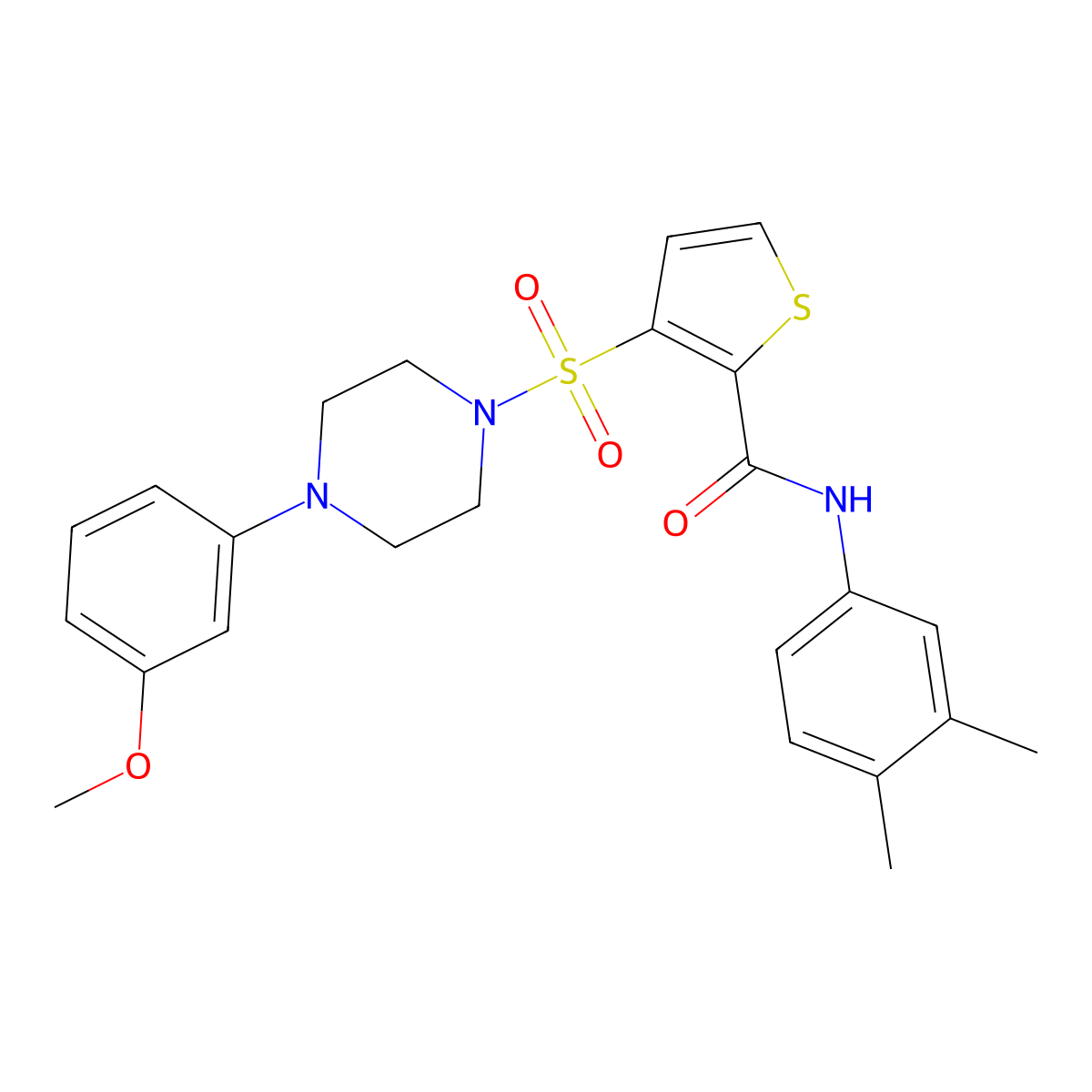 N-(3,4-dimethylphenyl)-3-{[4-(3-methoxyphenyl)piperazin-1-yl]sulfonyl}thiophene-2-carboxamide molecular structure, CAS 1251610-30-6