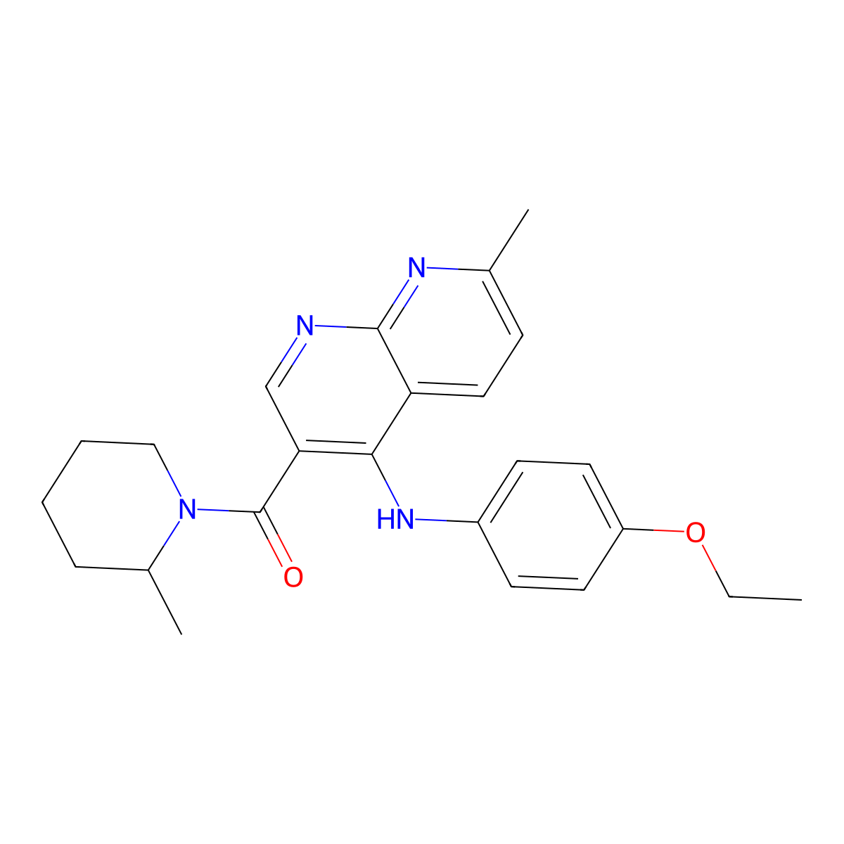 (4-((4-Ethoxyphenyl)amino)-7-methyl-1,8-naphthyridin-3-yl)(2-methylpiperidin-1-yl)methanone molecular structure, CAS 1251610-32-8