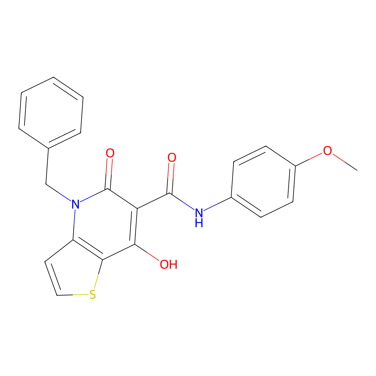 4-benzyl-7-hydroxy-N-(4-methoxyphenyl)-5-oxo-4,5-dihydrothieno[3,2-b]pyridine-6-carboxamide molecular structure, CAS 1251610-34-0