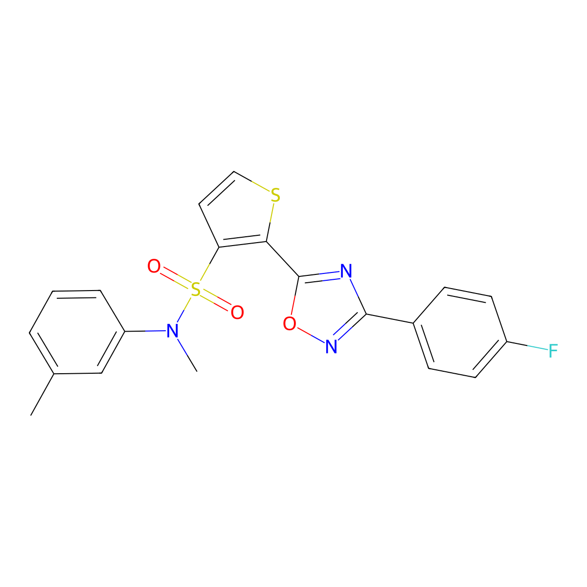 2-[3-(4-fluorophenyl)-1,2,4-oxadiazol-5-yl]-N-methyl-N-(3-methylphenyl)thiophene-3-sulfonamide molecular structure, CAS 1251610-38-4
