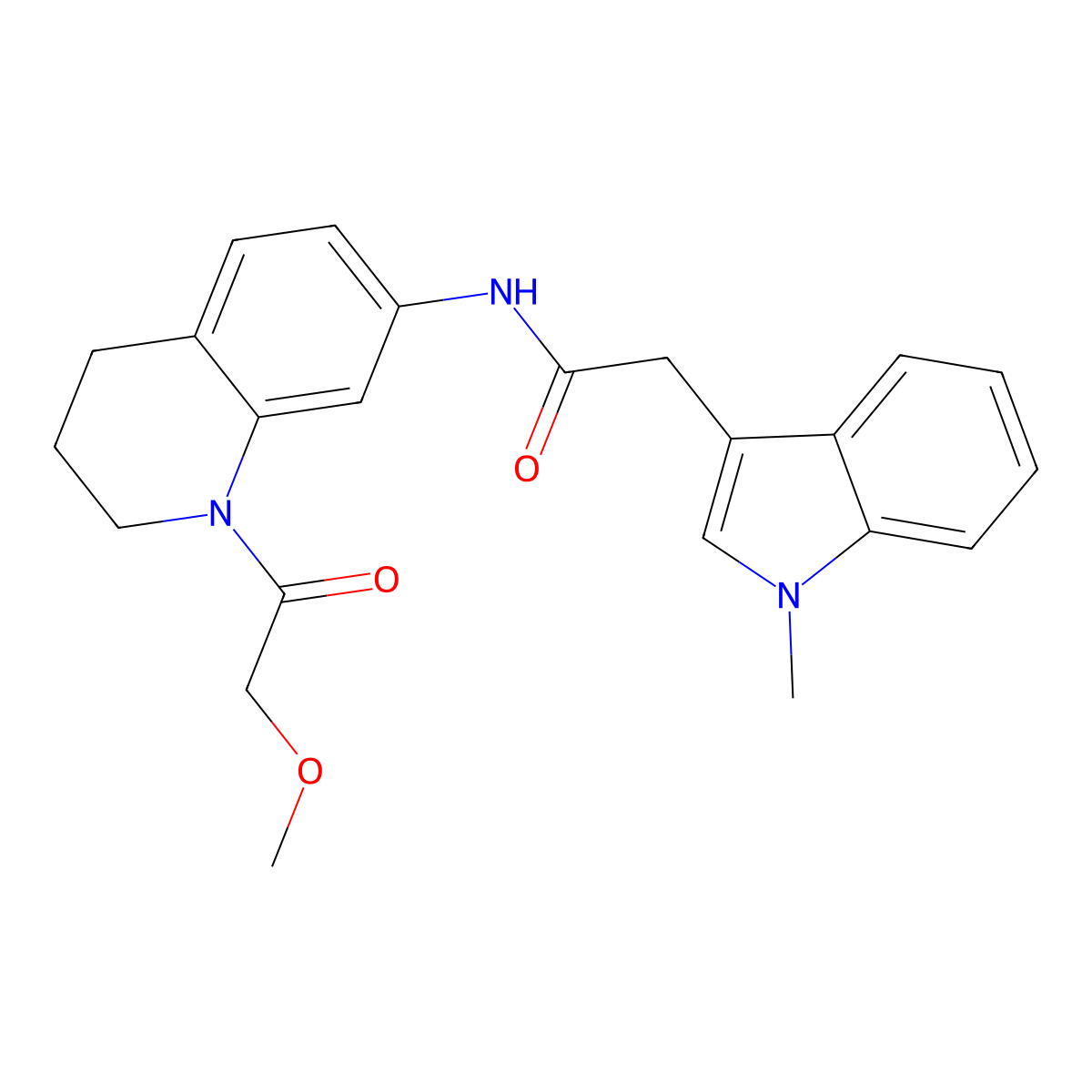 N-(1-(2-methoxyacetyl)-1,2,3,4-tetrahydroquinolin-7-yl)-2-(1-methyl-1H-indol-3-yl)acetamide molecular structure, CAS 1251610-48-6