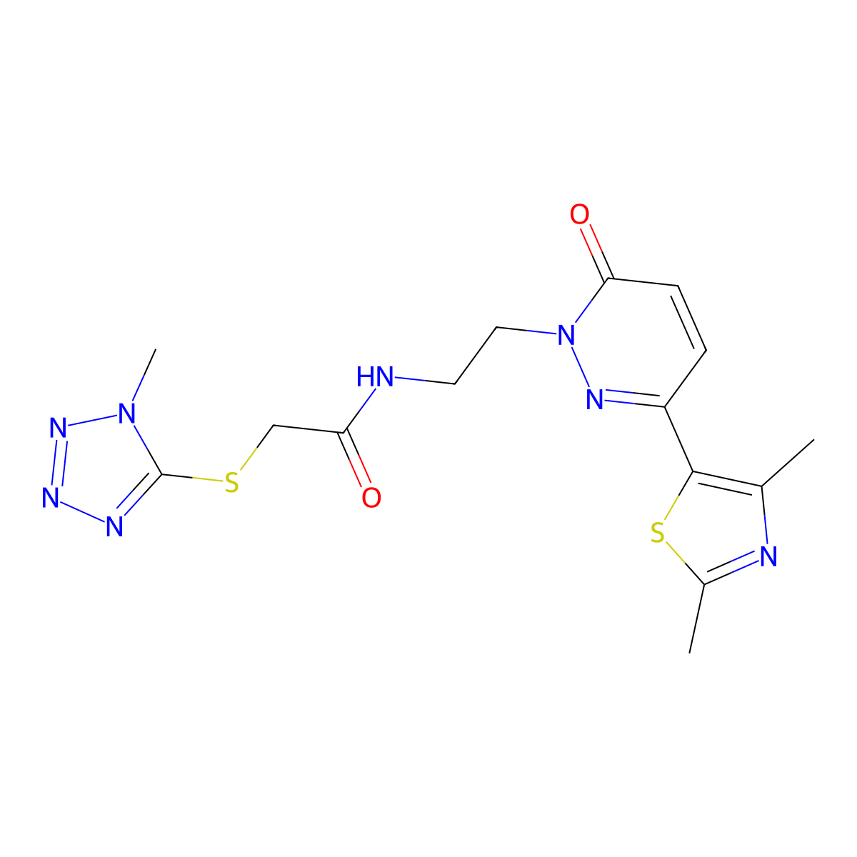 N-(2-(3-(2,4-dimethylthiazol-5-yl)-6-oxopyridazin-1(6H)-yl)ethyl)-2-((1-methyl-1H-tetrazol-5-yl)thio)acetamide molecular structure, CAS 1251610-52-2