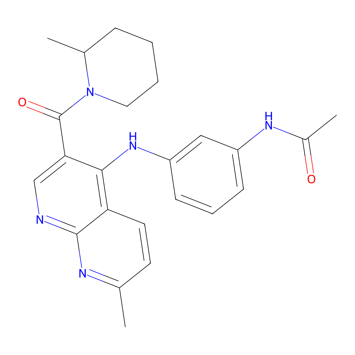 N-(3-{[7-methyl-3-(2-methylpiperidine-1-carbonyl)-1,8-naphthyridin-4-yl]amino}phenyl)acetamide molecular structure, CAS 1251610-54-4