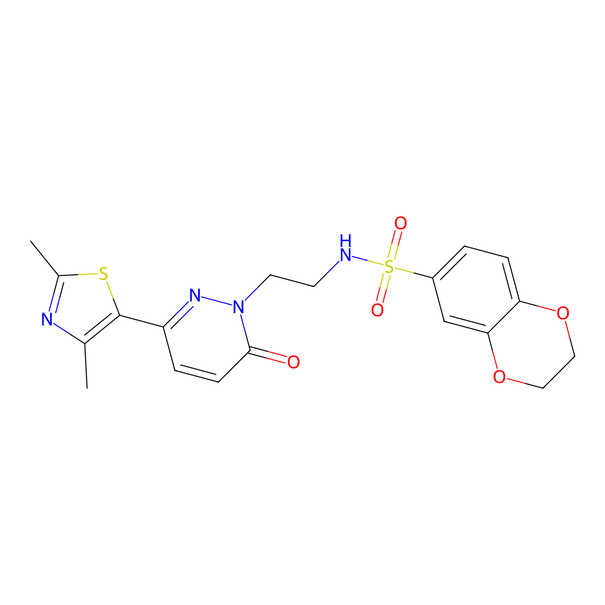 N-(2-(3-(2,4-dimethylthiazol-5-yl)-6-oxopyridazin-1(6H)-yl)ethyl)-2,3-dihydrobenzo[b][1,4]dioxine-6-sulfonamide molecular structure, CAS 1251610-61-3