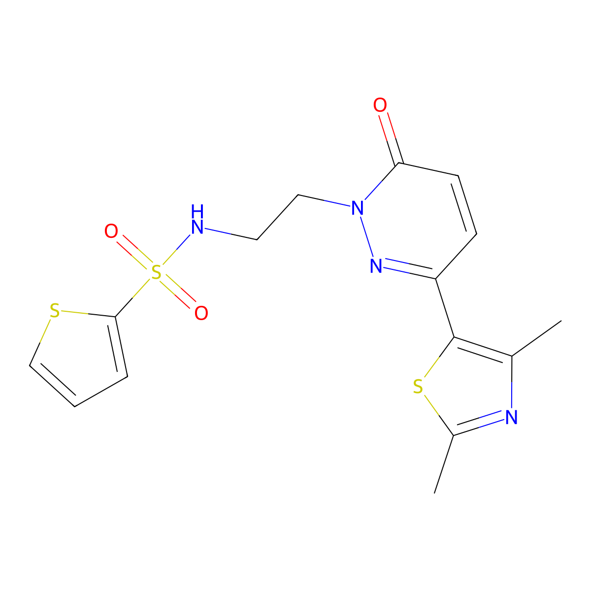N-(2-(3-(2,4-dimethylthiazol-5-yl)-6-oxopyridazin-1(6H)-yl)ethyl)thiophene-2-sulfonamide molecular structure, CAS 1251610-68-0