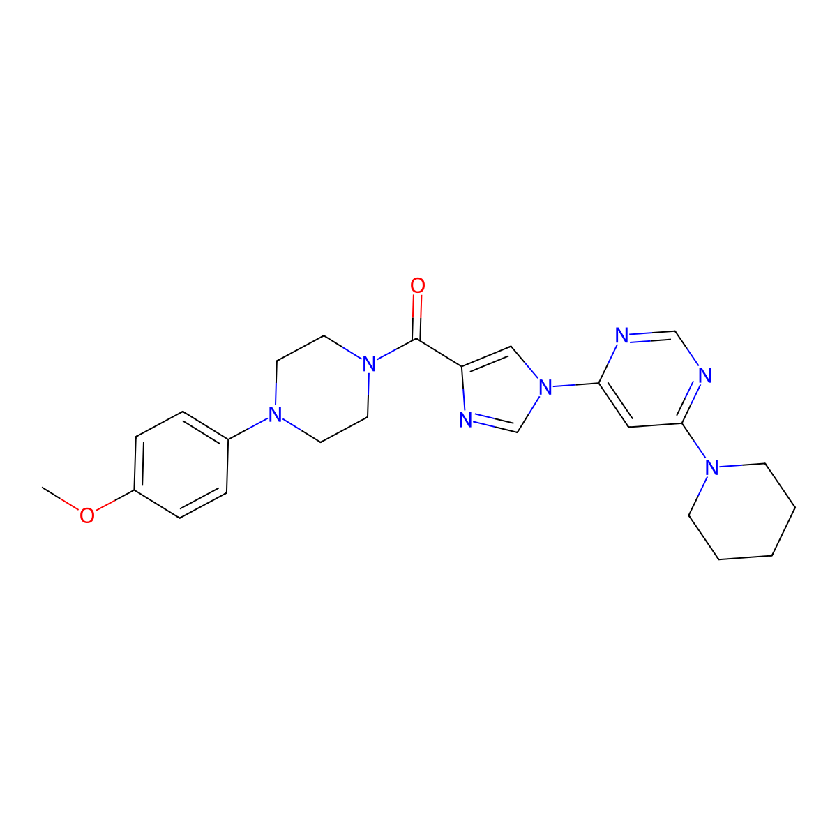 4-{4-[4-(4-methoxyphenyl)piperazine-1-carbonyl]-1H-imidazol-1-yl}-6-(piperidin-1-yl)pyrimidine molecular structure, CAS 1251610-75-9