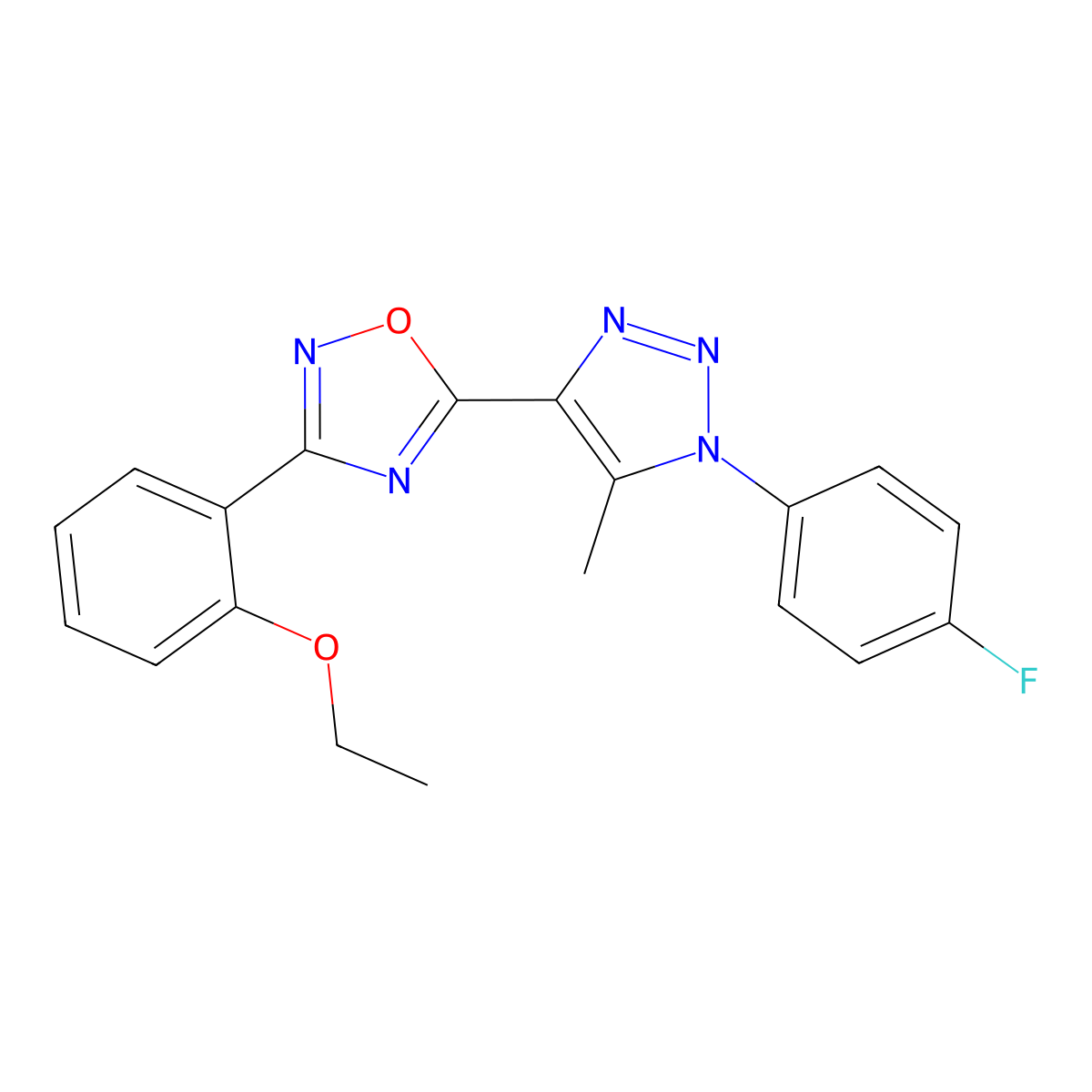 3-(2-ethoxyphenyl)-5-(1-(4-fluorophenyl)-5-methyl-1H-1,2,3-triazol-4-yl)-1,2,4-oxadiazole molecular structure, CAS 1251610-76-0