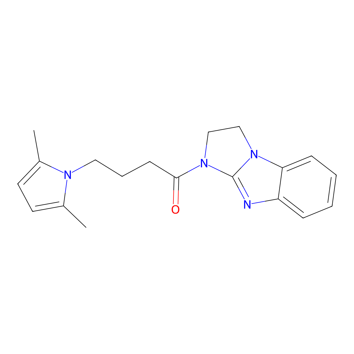 4-(2,5-dimethyl-1H-pyrrol-1-yl)-1-{2,5,7-triazatricyclo[6.4.0.0^{2,6}]dodeca-1(8),6,9,11-tetraen-5-yl}butan-1-one molecular structure, CAS 1251610-85-1