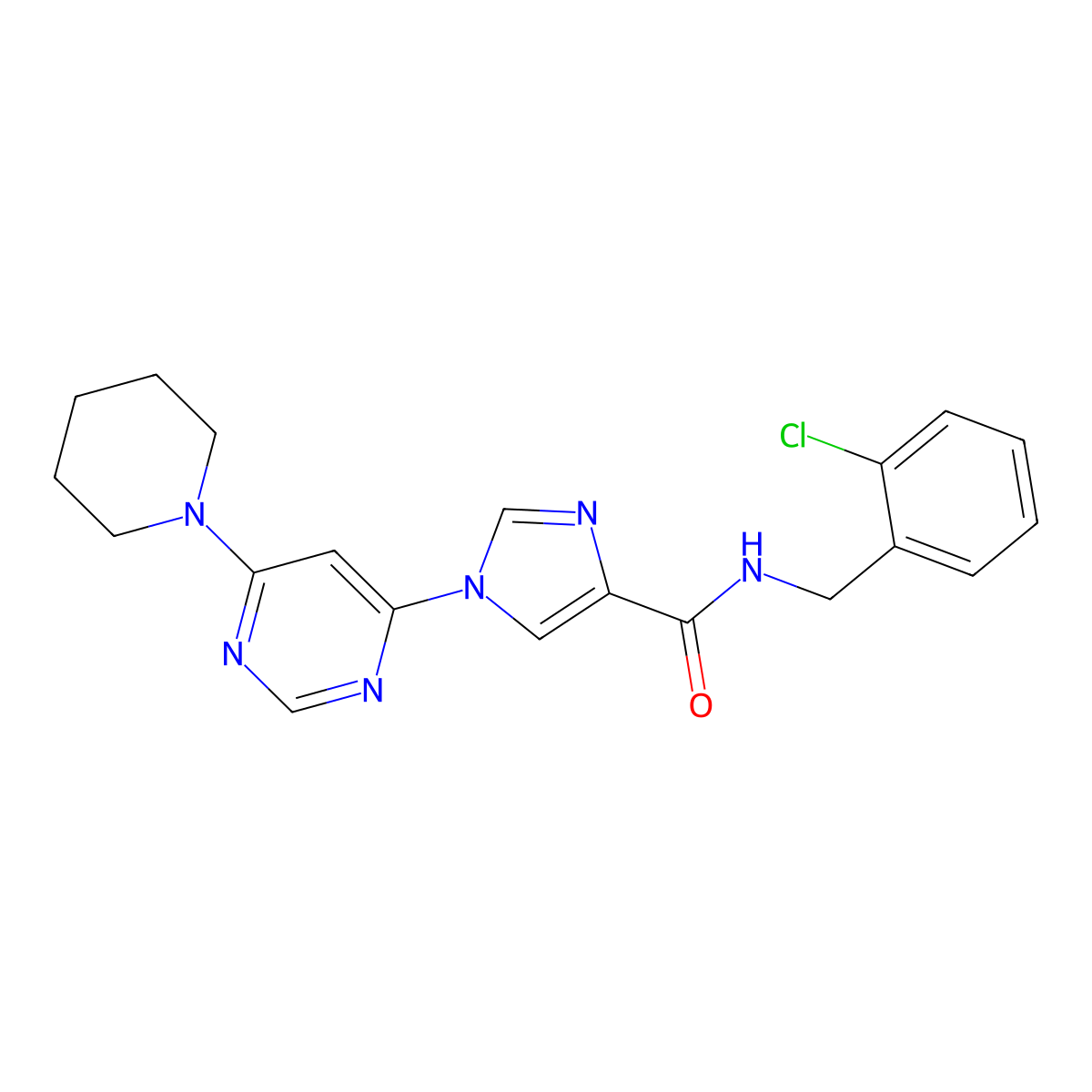 N~4~-(2-chlorobenzyl)-1-(6-piperidino-4-pyrimidinyl)-1H-imidazole-4-carboxamide molecular structure, CAS 1251610-92-0
