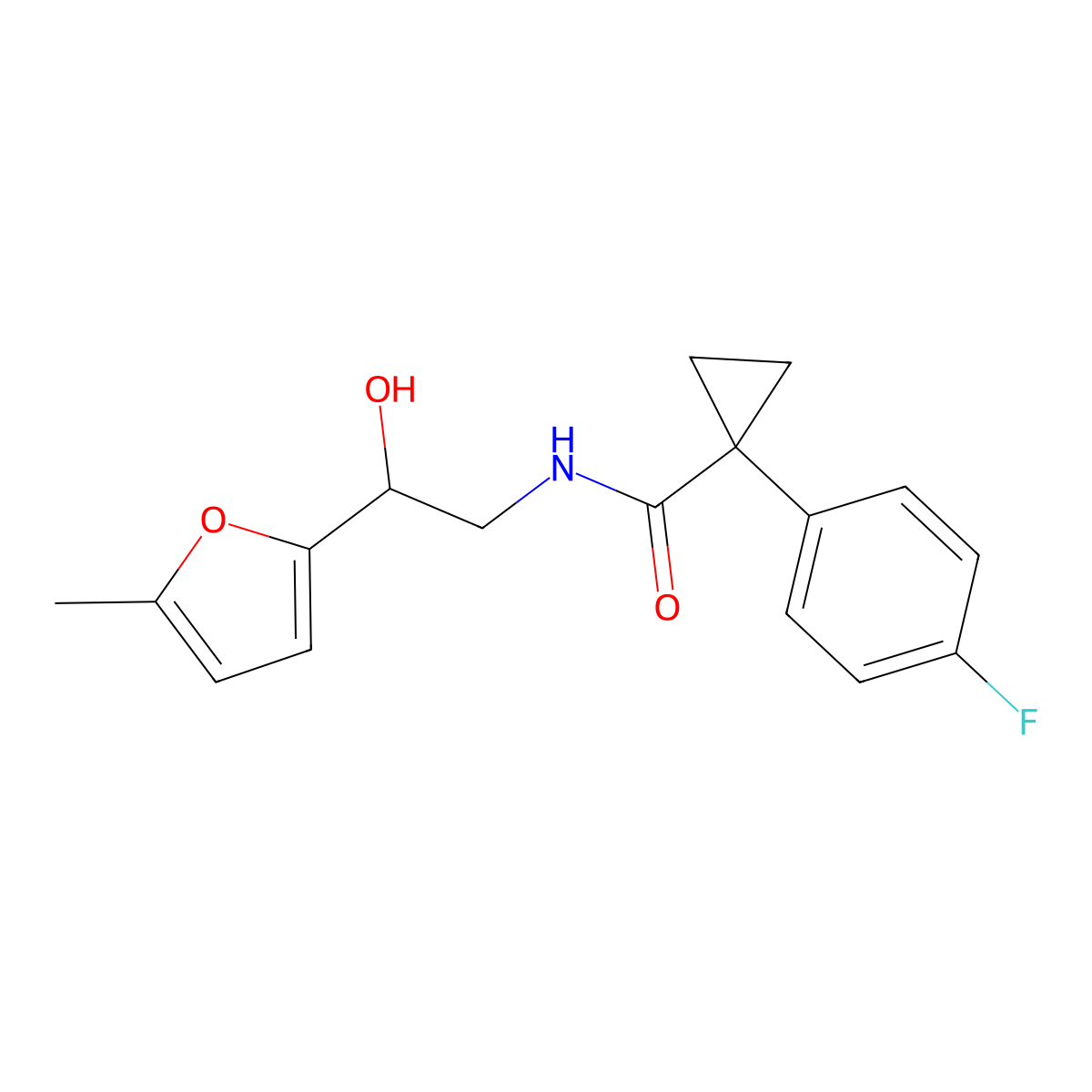 1-(4-fluorophenyl)-N-[2-hydroxy-2-(5-methylfuran-2-yl)ethyl]cyclopropane-1-carboxamide molecular structure, CAS 1251610-96-4