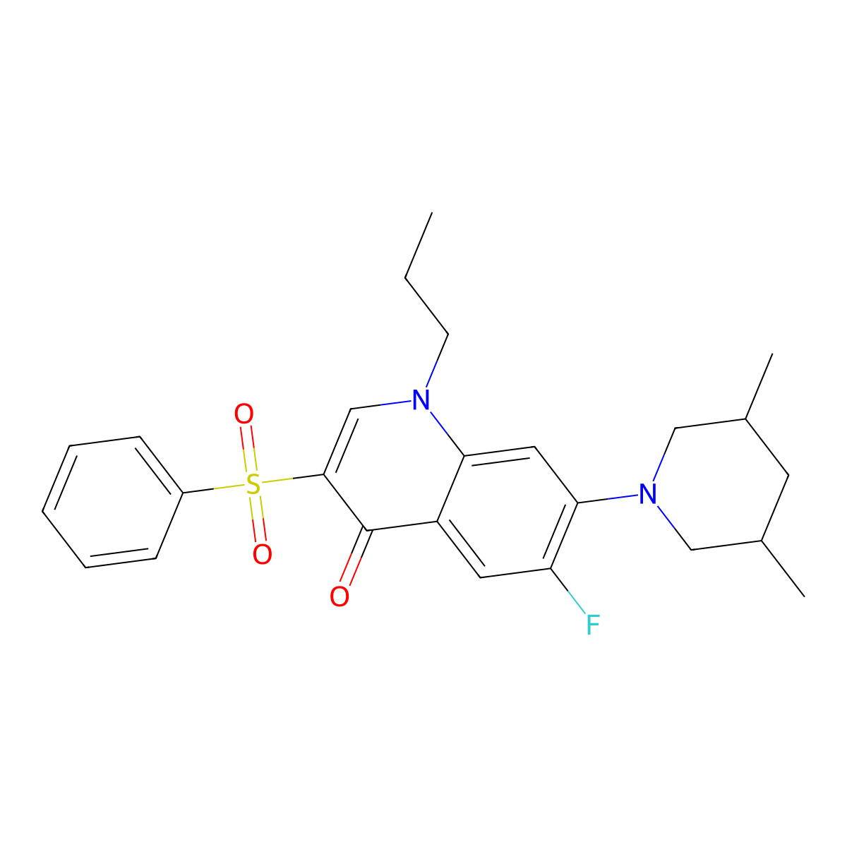 7-(3,5-dimethylpiperidin-1-yl)-6-fluoro-3-(phenylsulfonyl)-1-propylquinolin-4(1H)-one molecular structure, CAS 1251610-97-5