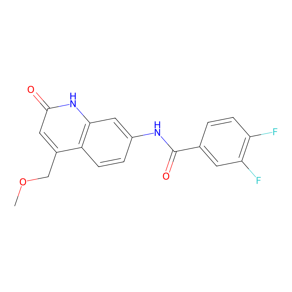 3,4-difluoro-N-(4-(methoxymethyl)-2-oxo-1,2-dihydroquinolin-7-yl)benzamide molecular structure, CAS 1251611-05-8