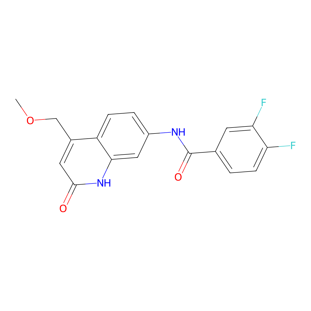 3,4-difluoro-N-(4-(methoxymethyl)-2-oxo-1,2-dihydroquinolin-7-yl)benzamide molecular structure, CAS 1251611-05-8
