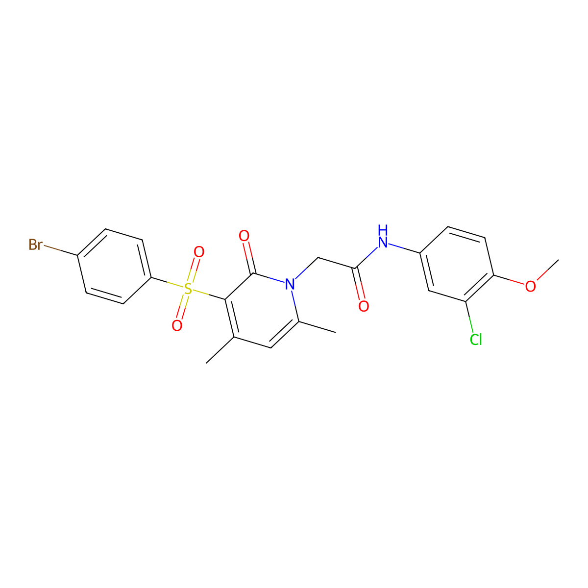 2-(3-((4-bromophenyl)sulfonyl)-4,6-dimethyl-2-oxopyridin-1(2H)-yl)-N-(3-chloro-4-methoxyphenyl)acetamide molecular structure, CAS 1251611-08-1