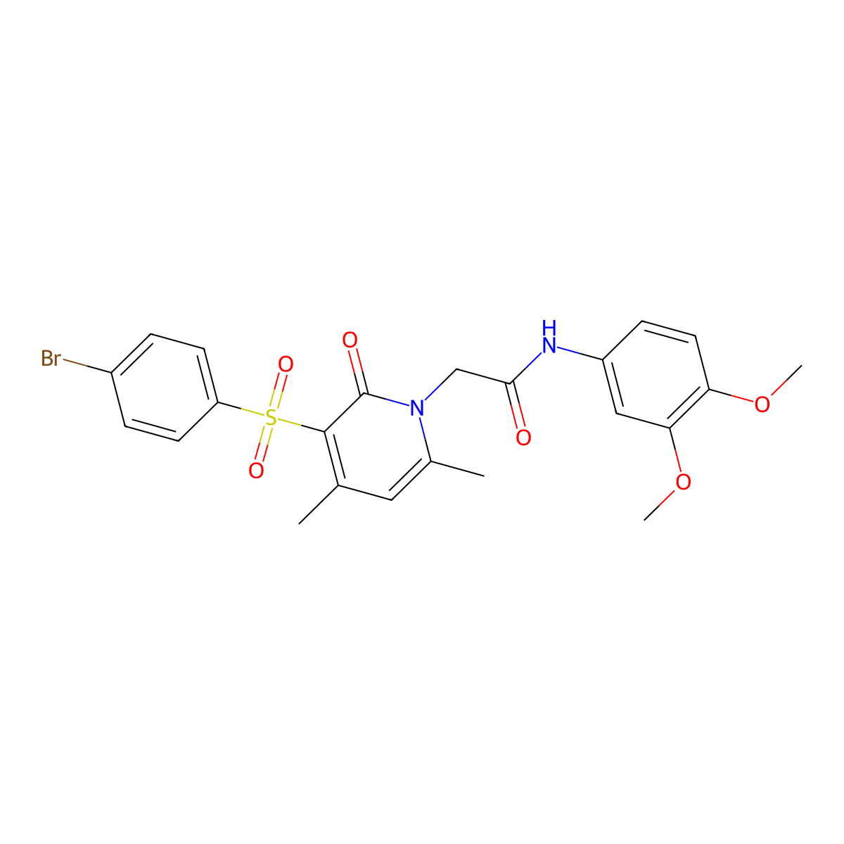 2-(3-((4-bromophenyl)sulfonyl)-4,6-dimethyl-2-oxopyridin-1(2H)-yl)-N-(3,4-dimethoxyphenyl)acetamide molecular structure, CAS 1251611-22-9