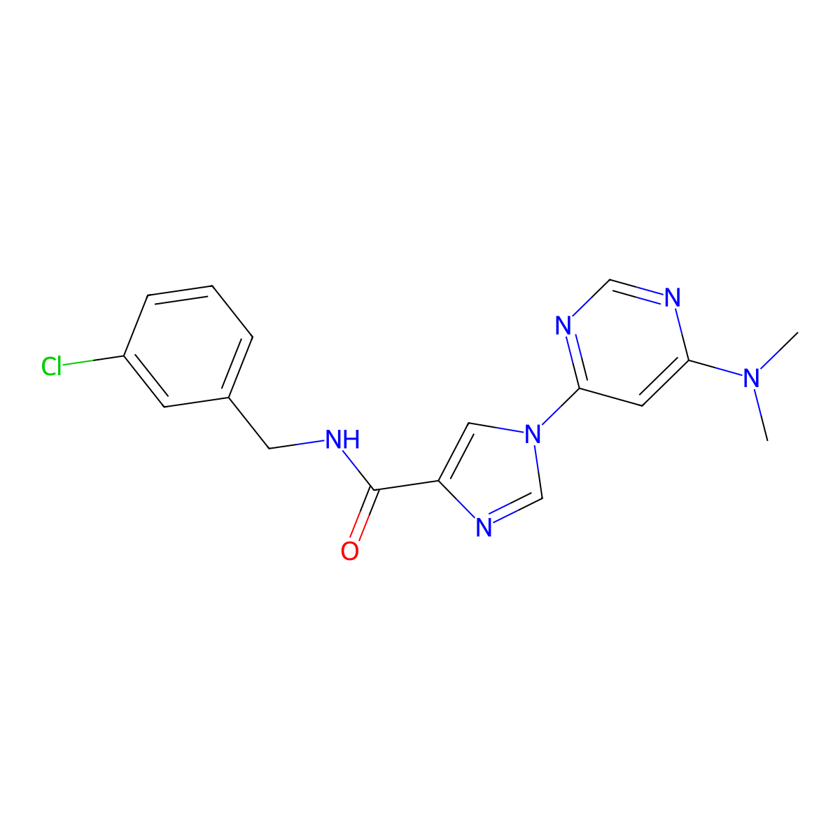 N-[(3-Chlorophenyl)methyl]-1-[6-(dimethylamino)pyrimidin-4-YL]-1H-imidazole-4-carboxamide molecular structure, CAS 1251611-28-5