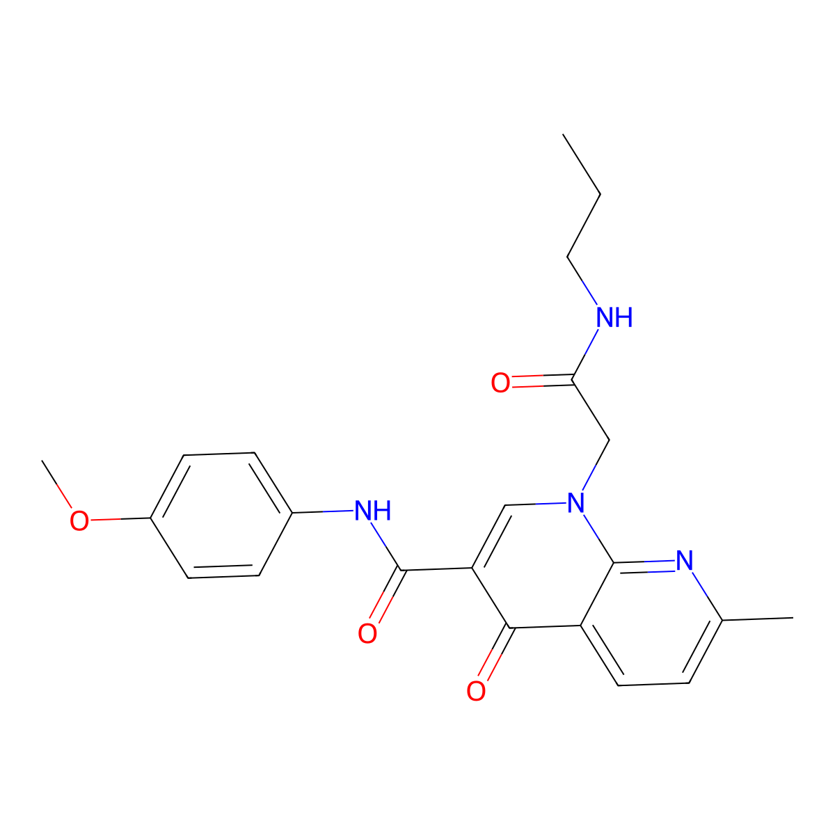 N-(4-methoxyphenyl)-7-methyl-4-oxo-1-[(propylcarbamoyl)methyl]-1,4-dihydro-1,8-naphthyridine-3-carboxamide molecular structure, CAS 1251611-30-9