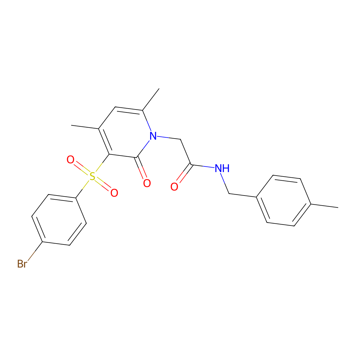 2-(3-((4-bromophenyl)sulfonyl)-4,6-dimethyl-2-oxopyridin-1(2H)-yl)-N-(4-methylbenzyl)acetamide molecular structure, CAS 1251611-31-0