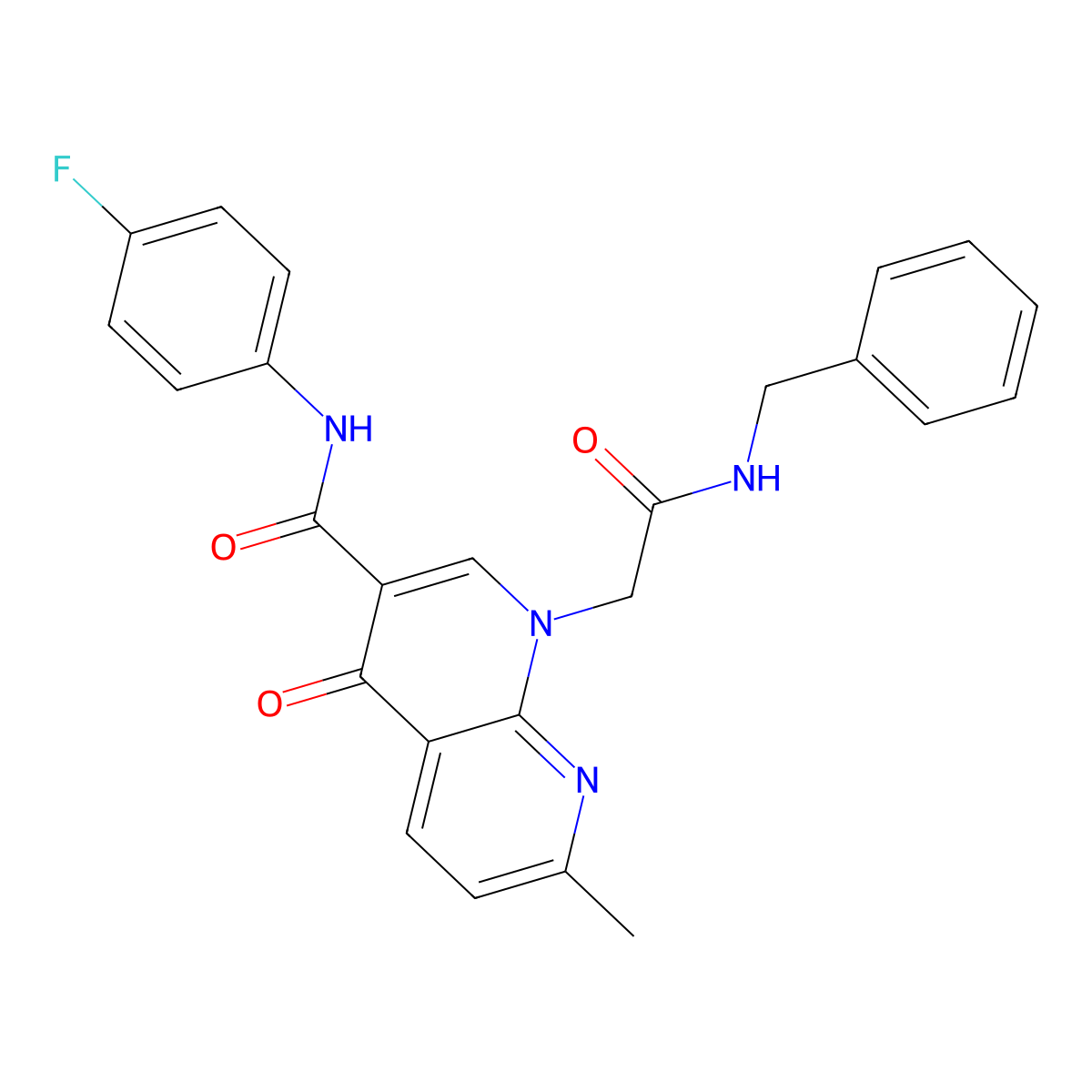 1-(2-(benzylamino)-2-oxoethyl)-N-(4-fluorophenyl)-7-methyl-4-oxo-1,4-dihydro-1,8-naphthyridine-3-carboxamide molecular structure, CAS 1251611-37-6
