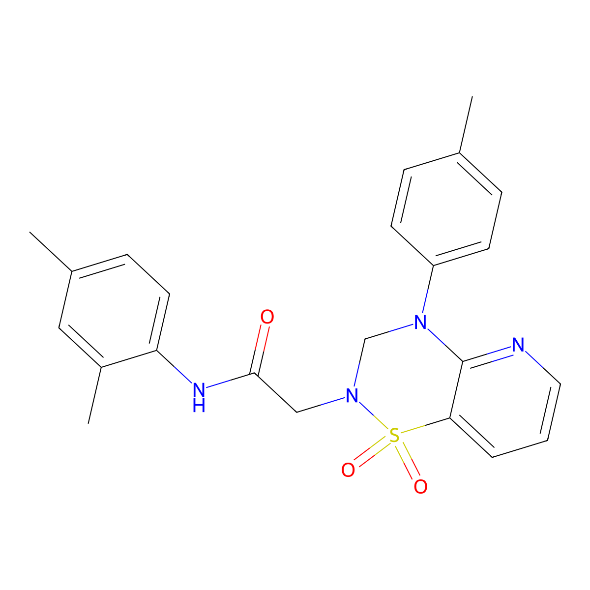 N-(2,4-dimethylphenyl)-2-(1,1-dioxido-4-(p-tolyl)-3,4-dihydro-2H-pyrido[2,3-e][1,2,4]thiadiazin-2-yl)acetamide molecular structure, CAS 1251611-38-7