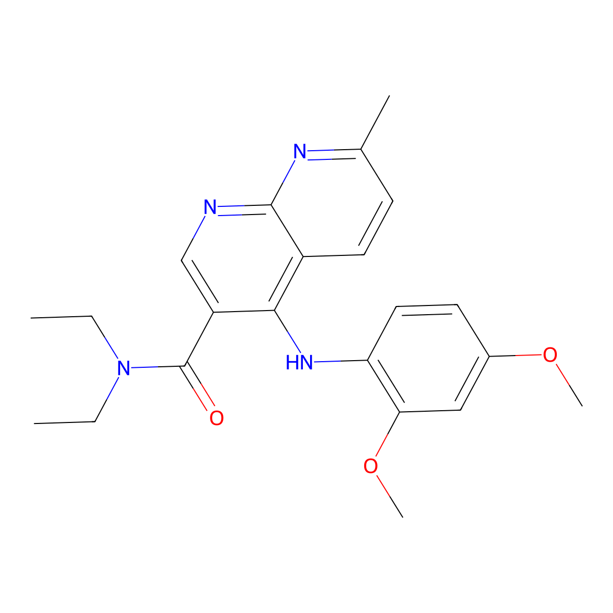 4-[(2,4-dimethoxyphenyl)amino]-N,N-diethyl-7-methyl-1,8-naphthyridine-3-carboxamide molecular structure, CAS 1251611-45-6