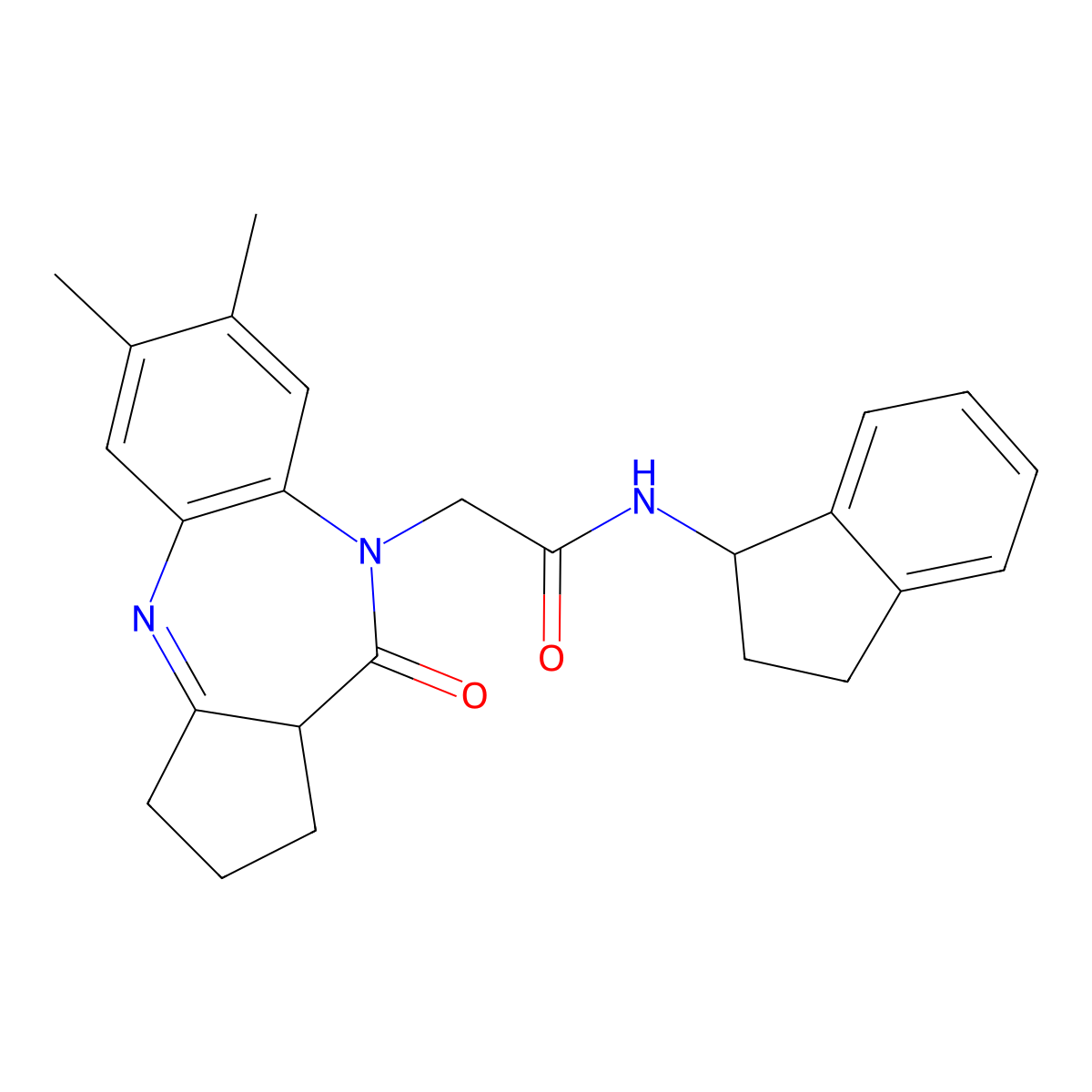 N-(2,3-dihydro-1H-inden-1-yl)-2-{12,13-dimethyl-8-oxo-2,9-diazatricyclo[8.4.0.0^{3,7}]tetradeca-1(10),2,11,13-tetraen-9-yl}acetamide molecular structure, CAS 1251611-55-8