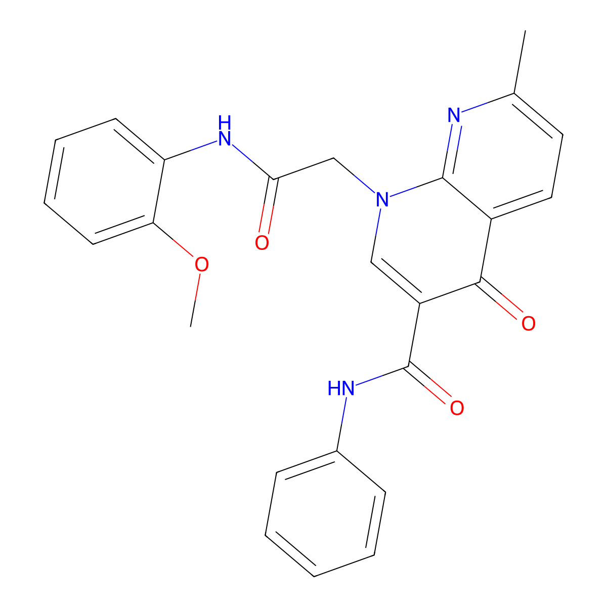 1-(2-((2-methoxyphenyl)amino)-2-oxoethyl)-7-methyl-4-oxo-N-phenyl-1,4-dihydro-1,8-naphthyridine-3-carboxamide molecular structure, CAS 1251611-59-2