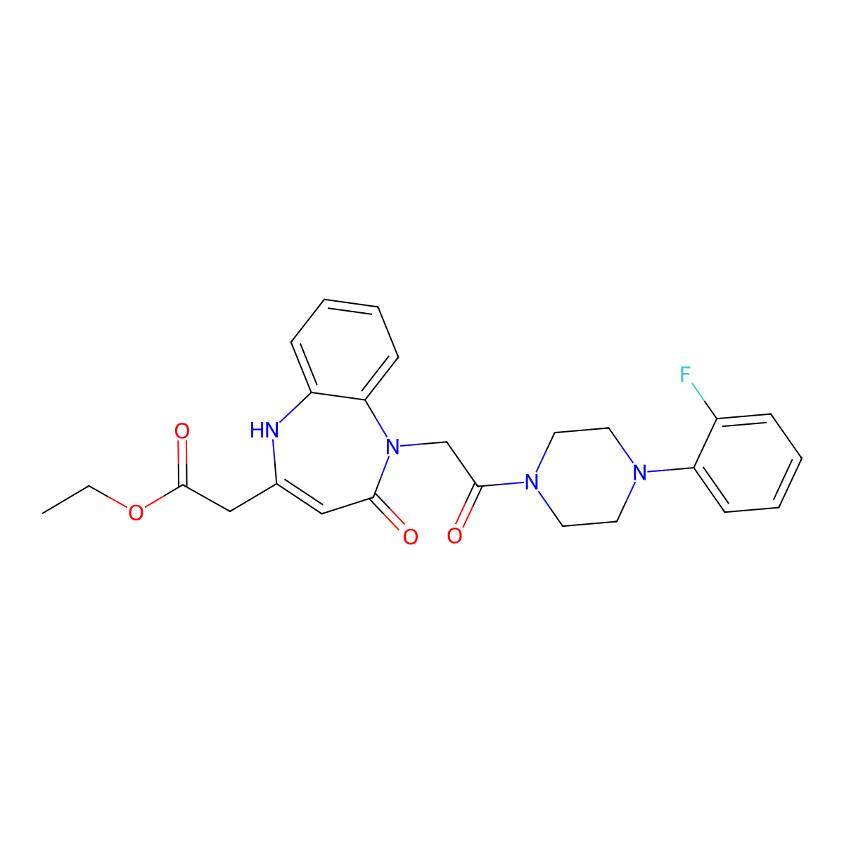 ethyl 2-(5-{2-[4-(2-fluorophenyl)piperazin-1-yl]-2-oxoethyl}-4-oxo-4,5-dihydro-1H-1,5-benzodiazepin-2-yl)acetate molecular structure, CAS 1251611-61-6