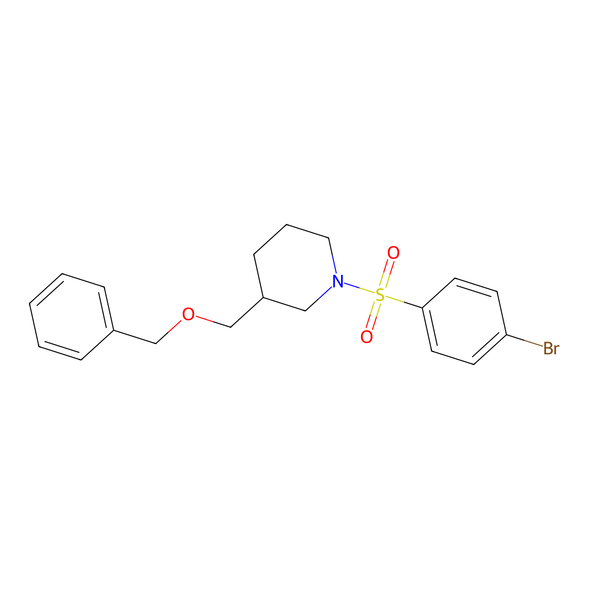 3-((Benzyloxy)methyl)-1-((4-bromophenyl)sulfonyl)piperidine molecular structure, CAS 1251611-64-9