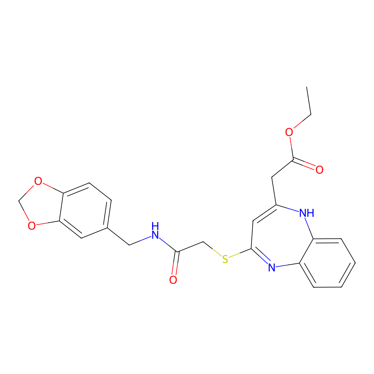 ethyl 2-{4-[({[(2H-1,3-benzodioxol-5-yl)methyl]carbamoyl}methyl)sulfanyl]-1H-1,5-benzodiazepin-2-yl}acetate molecular structure, CAS 1251611-66-1
