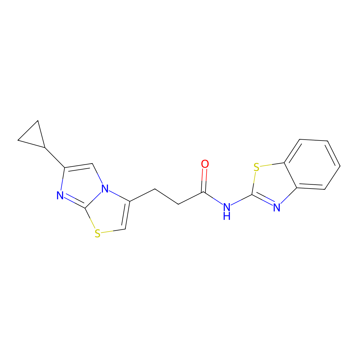 N-(benzo[d]thiazol-2-yl)-3-(6-cyclopropylimidazo[2,1-b]thiazol-3-yl)propanamide molecular structure, CAS 1251611-67-2