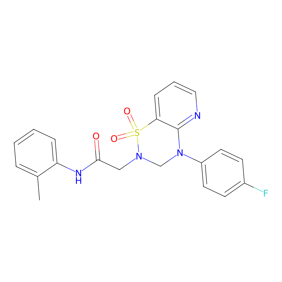 2-(4-(4-fluorophenyl)-1,1-dioxido-3,4-dihydro-2H-pyrido[2,3-e][1,2,4]thiadiazin-2-yl)-N-(o-tolyl)acetamide molecular structure, CAS 1251611-68-3