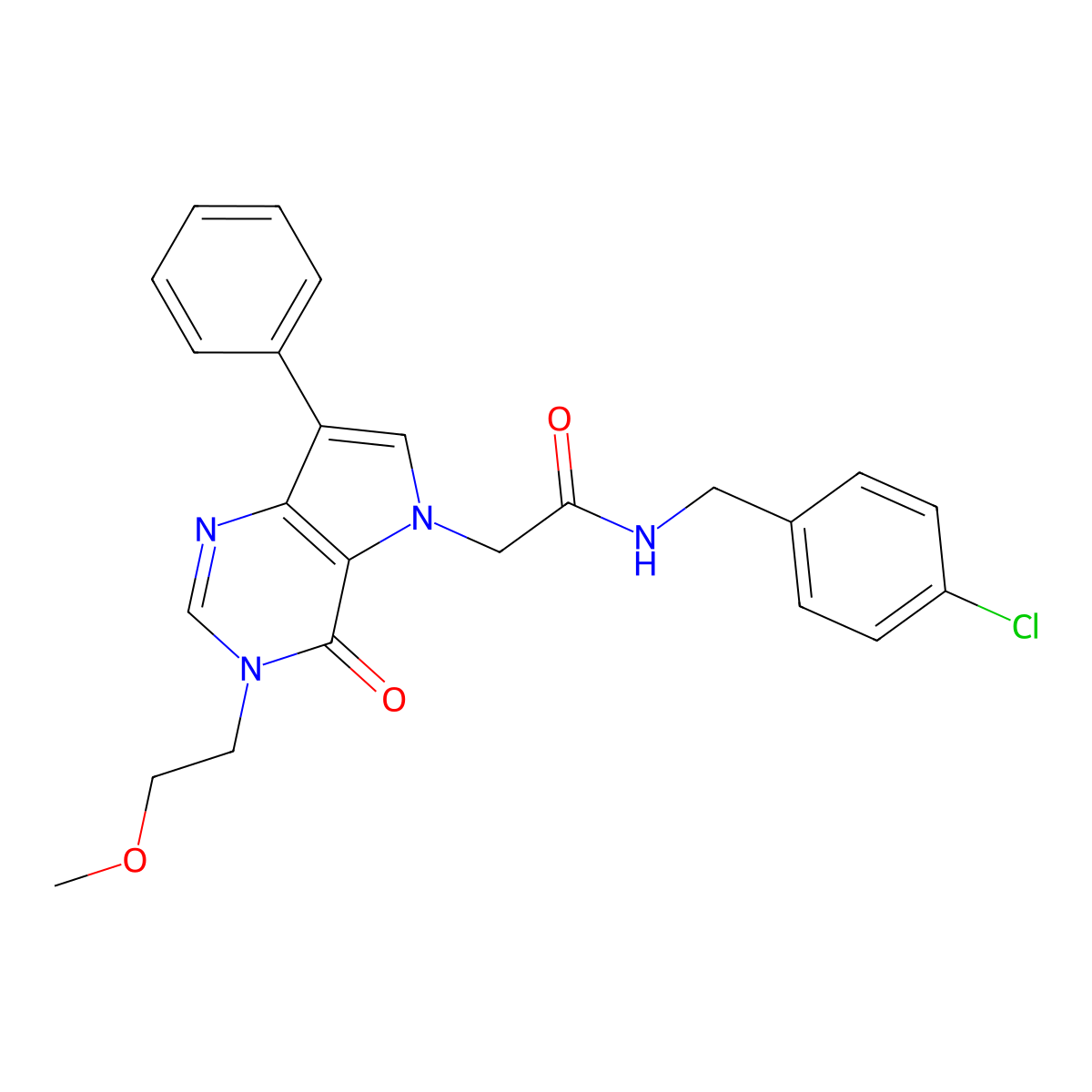 N-(4-chlorobenzyl)-2-[3-(2-methoxyethyl)-4-oxo-7-phenyl-3,4-dihydro-5H-pyrrolo[3,2-d]pyrimidin-5-yl]acetamide molecular structure, CAS 1251611-69-4