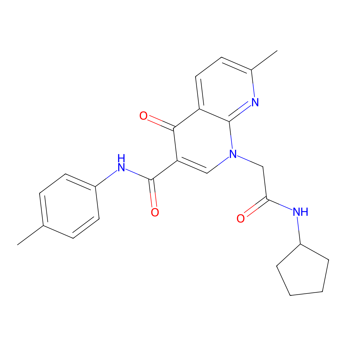 1-[(cyclopentylcarbamoyl)methyl]-7-methyl-N-(4-methylphenyl)-4-oxo-1,4-dihydro-1,8-naphthyridine-3-carboxamide molecular structure, CAS 1251611-72-9