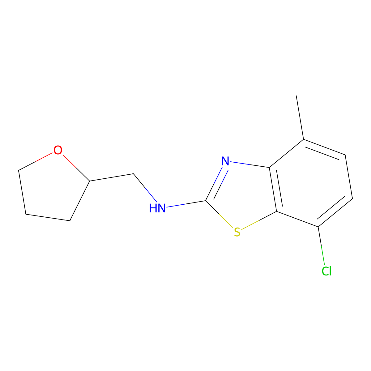 7-chloro-4-methyl-N-((tetrahydrofuran-2-yl)methyl)benzo[d]thiazol-2-amine molecular structure, CAS 1251611-77-4